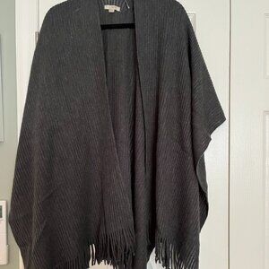 Loft Gray Shawl with Fringe Hem